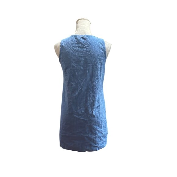 Casual Loose A Line Sleeveless Blue Button Detail Tunic Dress With Pockets Sz M - Picture 2 of 9